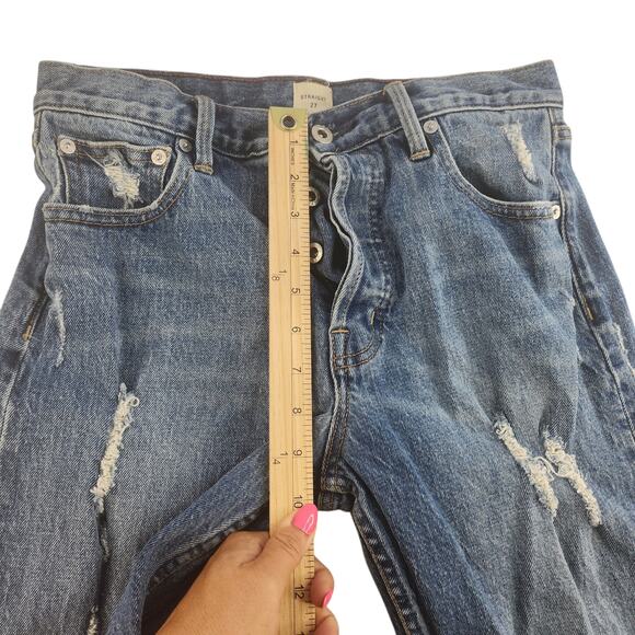 Gap Jeans Womens 27 28 Cone Denim Straight Ripped Button Fly Mid Rise Retro - Picture 10 of 12